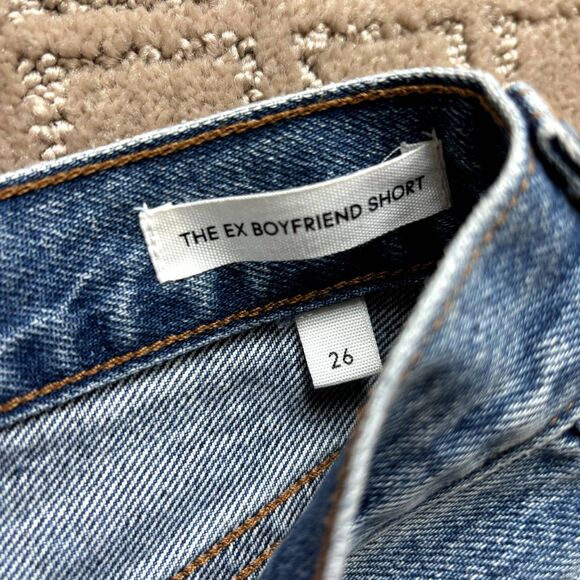 Aritzia Denim Forum Ex Boyfriend Shorts Women's 26 Button Fly Distressed Cut Off - Picture 4 of 11